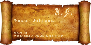 Mencer Julianna névjegykártya